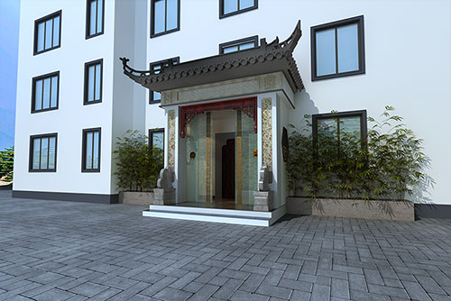 徽派風(fēng)格白墻灰瓦門頭建筑裝修效果圖