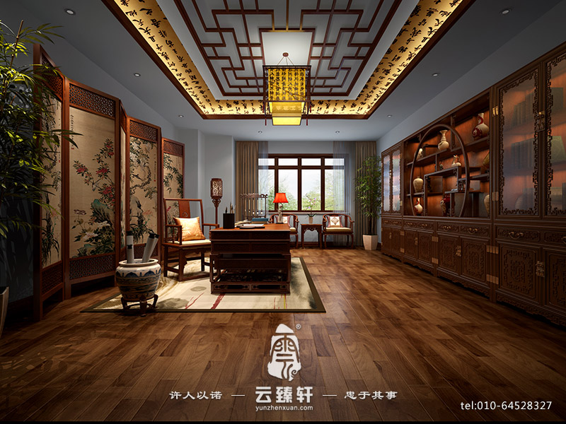 中式書房的色彩設(shè)計(jì)效果圖