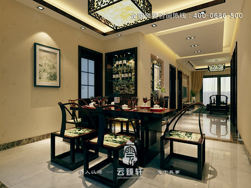 看似古樸的簡(jiǎn)中式餐廳裝修效果圖