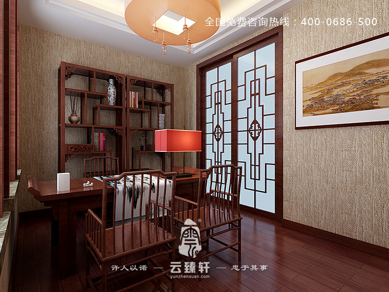 已經(jīng)不能再簡約的中式書房裝修效果圖