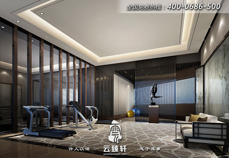 簡約的中式別墅里健身房的裝修統(tǒng)一風(fēng)格,以簡約為主