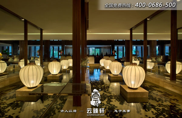 江陰新中式SPA養(yǎng)生會所大廳裝修
