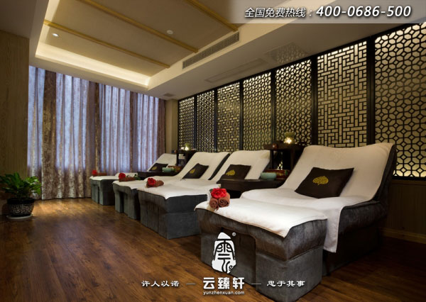 會所的足療區(qū)域共享,中式韻味十足