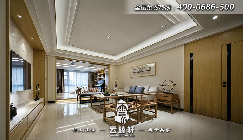 禪意客廳內(nèi)外互相串連的趣味場景，寬敞優(yōu)雅