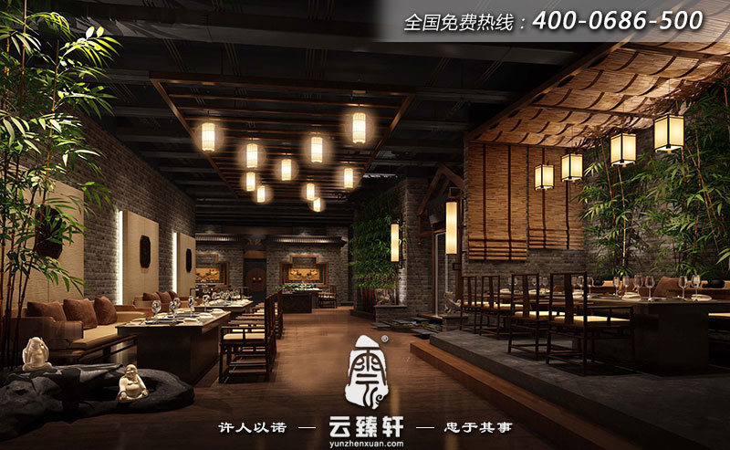 餐廳會所的大堂時尚大氣、低調(diào)簡約