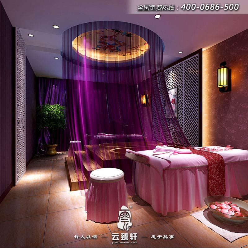 女士SPA專區的VIP包房設有獨立的木桶式沐浴區