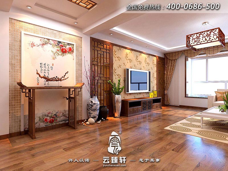 簡中式客廳玄關裝修效果圖