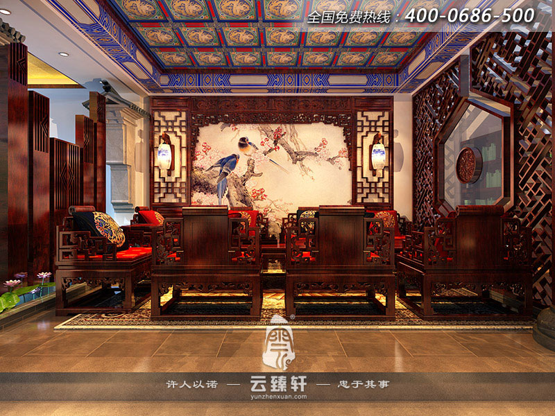 古典茶館的大堂裝修效果圖