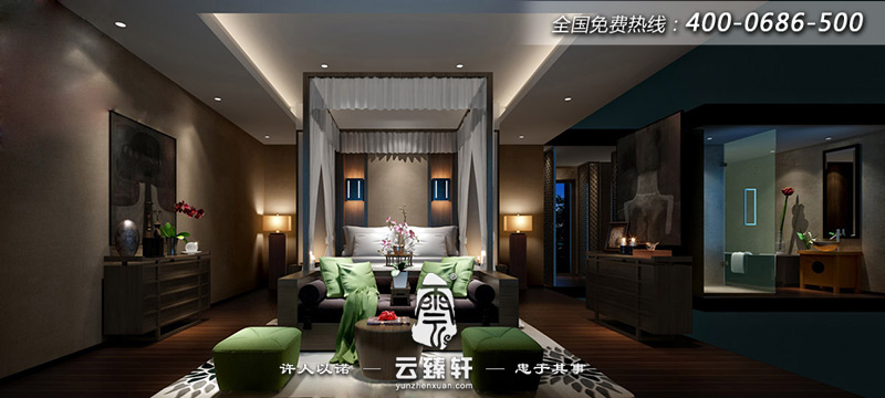 別墅現(xiàn)代中式臥室裝修效果圖