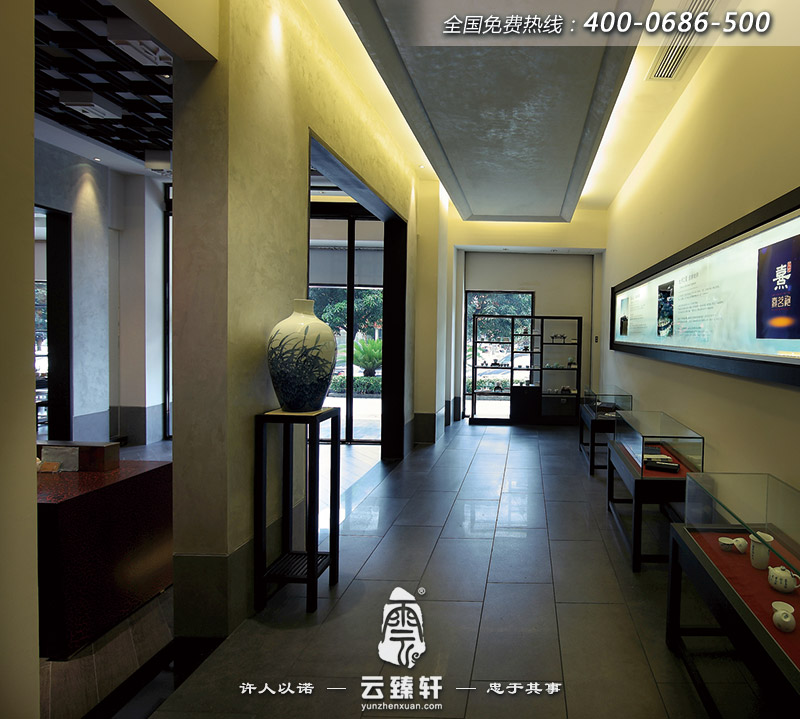 中式茶文化展廳入口處設(shè)計效果圖