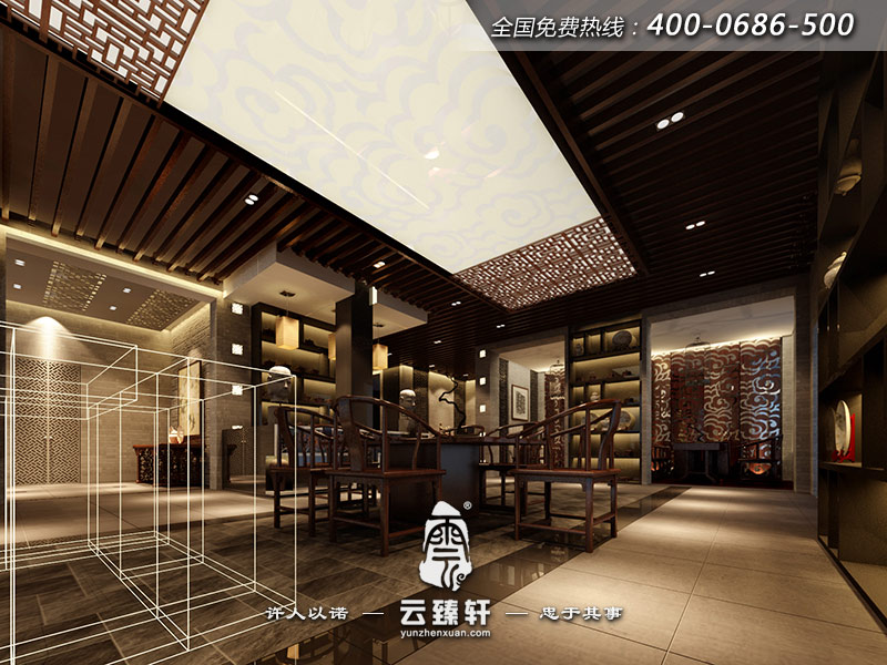 中式茶樓大堂設(shè)計效果圖