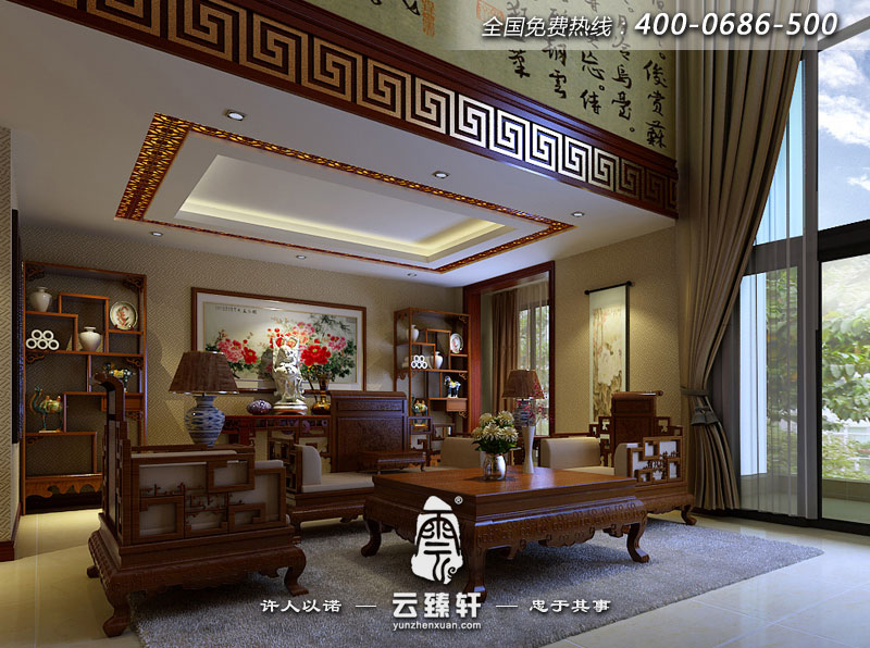 中式現(xiàn)代簡約效果圖客廳