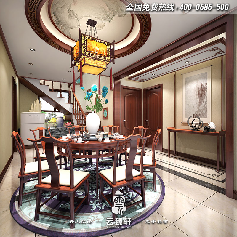簡(jiǎn)約中式復(fù)式樓餐廳廳設(shè)計(jì)效果圖