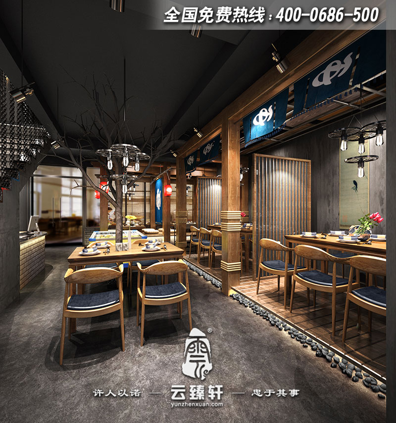 簡約中式餐廳大堂設(shè)計效果圖