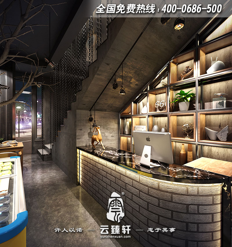 簡約中式餐廳吧臺設(shè)計效果圖