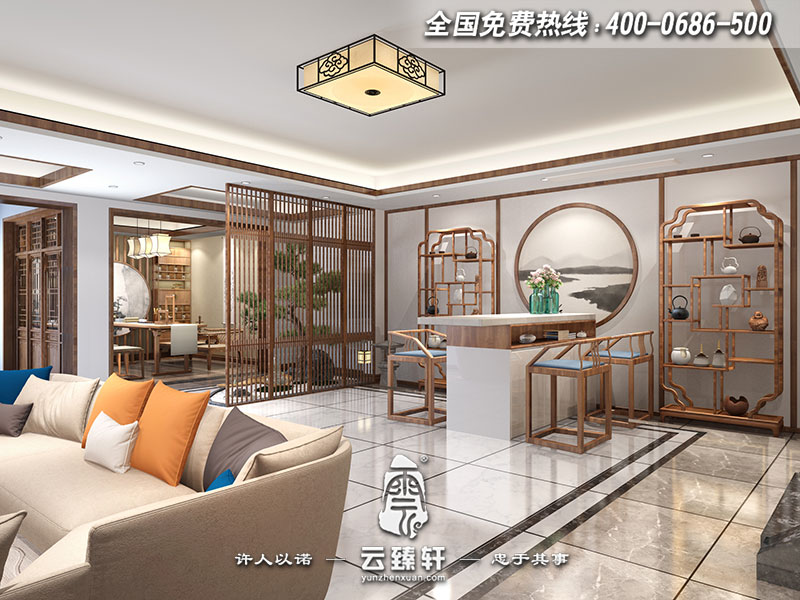 客廳書房一體化中式設(shè)計(jì)圖片