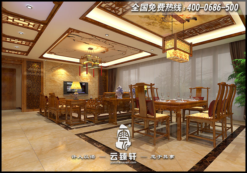 中式客餐廳設(shè)計效果圖