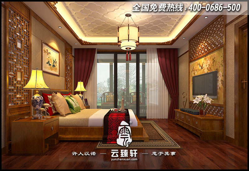 中式主臥空間設(shè)計效果圖