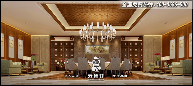新中式會(huì)所接待廳設(shè)計(jì)效果圖