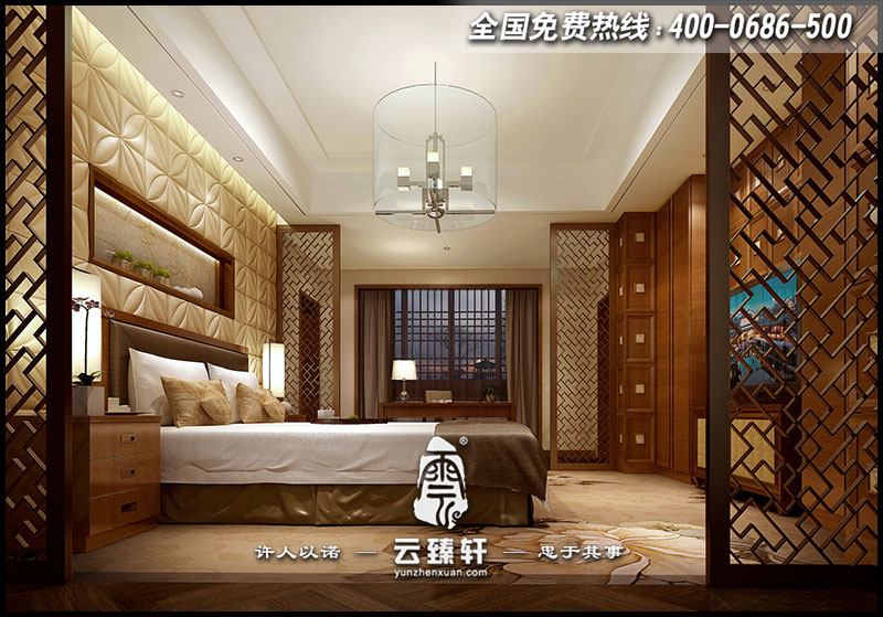 新中式會(huì)所臥室空間設(shè)計(jì)效果圖