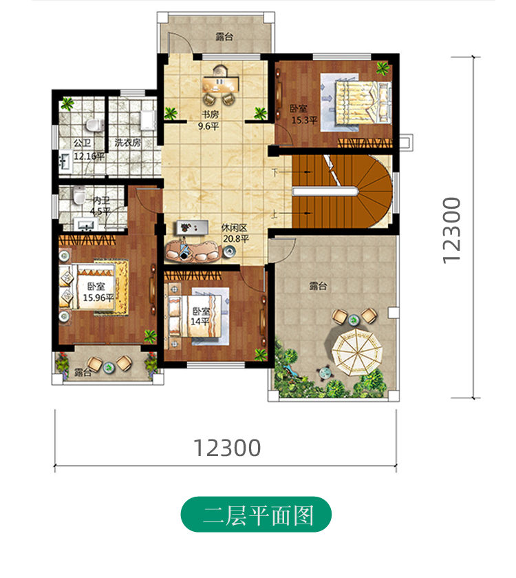 二層新中式別墅設計效果圖